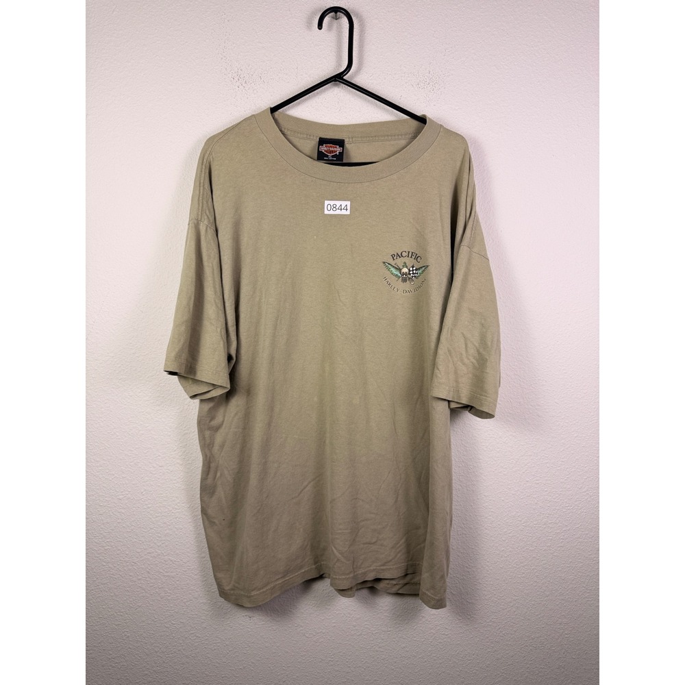 Harley Davidson Pacific Waikiki Aloha Hawaii Graphic T-Shirt Tan XL - Picture 2 of 8